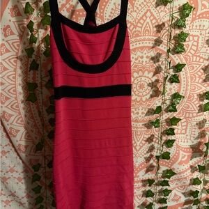Pink and Black Strappy Dress